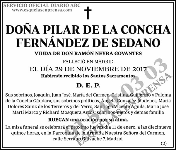 Pilar de la Concha Fernández de Sedano